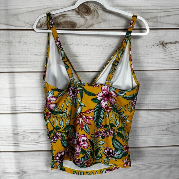 Nicole Miller Yellow Island Girl Print 2PC Tankini With Ruffle Skirt Size XL - Picture 2 of 10
